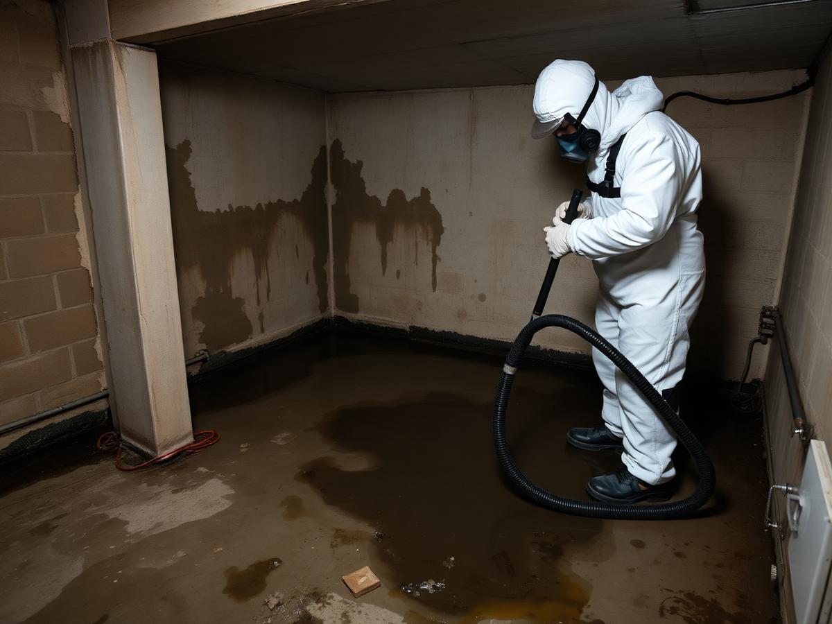 Décontamination et évacuation après une remontée d'égouts dans un sous-sol